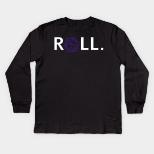 Roll. RPG Shirt white and purple Kids Long Sleeve T-Shirt